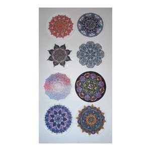 8 Pieces Of Colorful Textured Holographic Mandala Stickers